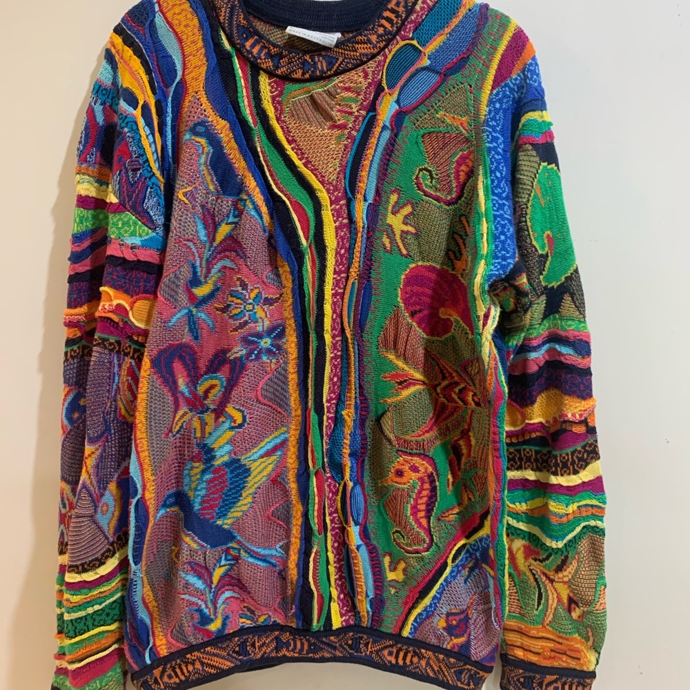 Coogi Multicolor Knit Sweater Large AMAZING tropical